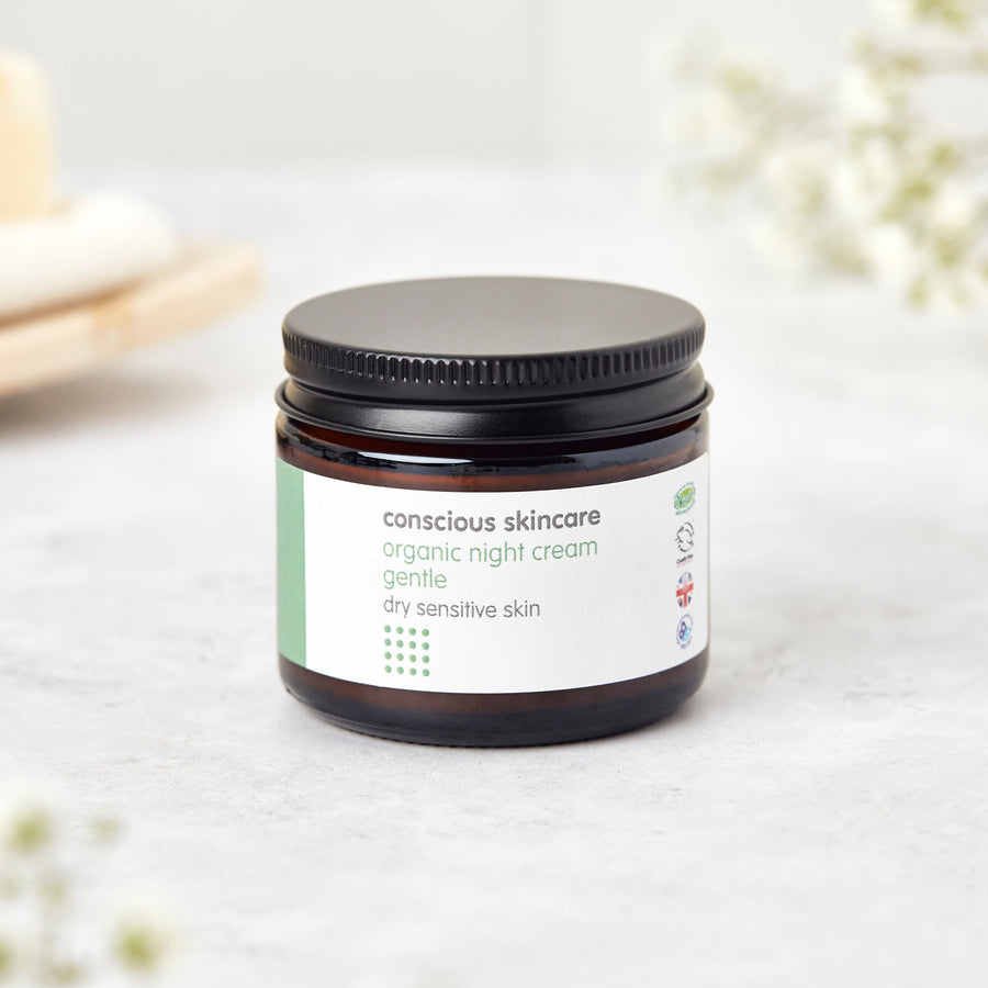 Natural Face Cream in 60ml amber glass jar with black lid
