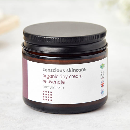Rejuvenate Day Natural Moisturiser — award-winning natural moisturiser for mature skin in 60ml glass jar