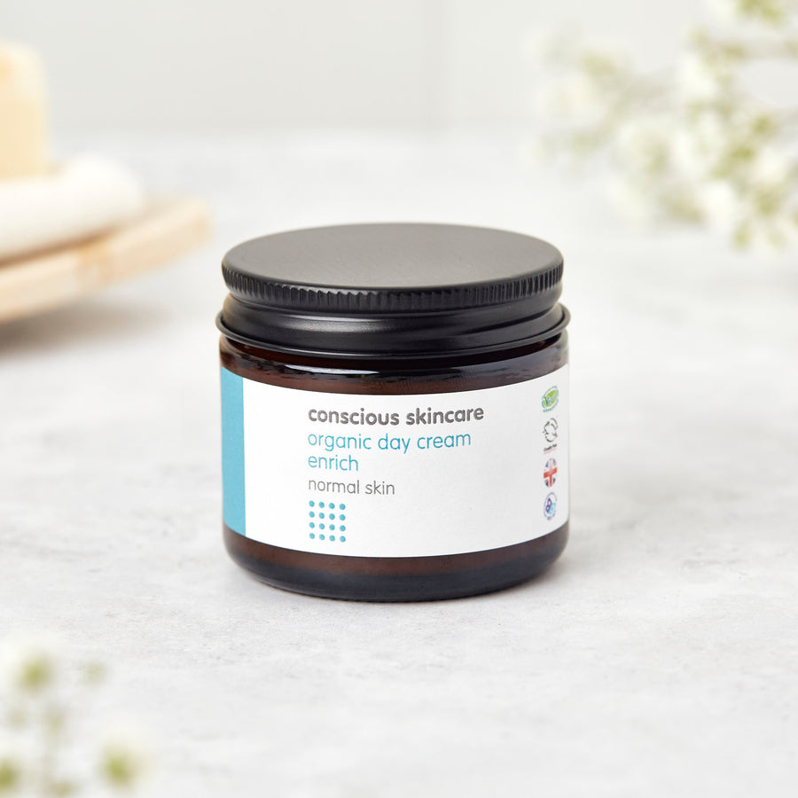 Enrich Day organic moisturiser for combination skin in glass jar (60ml)