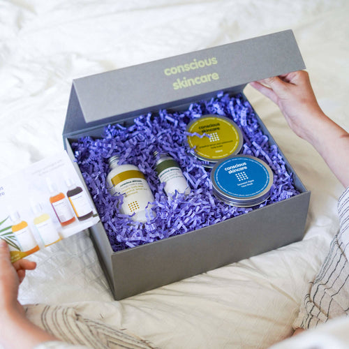 pamper hamper - gift box with body wash, body butter, face mask and rosehip oil