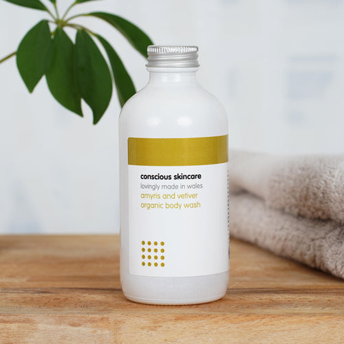 Amyris and Vetiver Organic Body Wash - Vegan - Uplifting Natural Scent