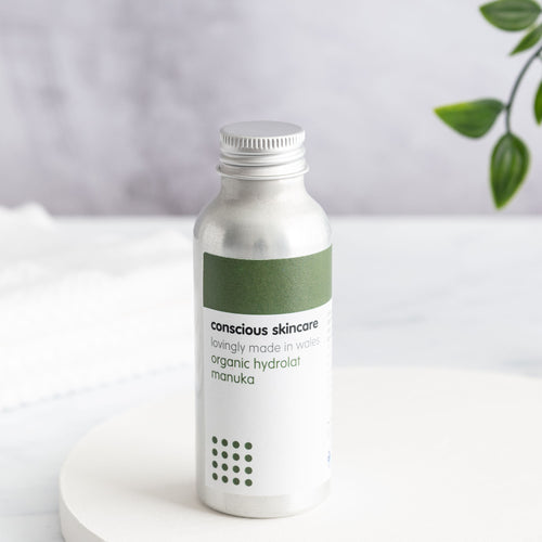 Organic Manuka Alcohol Free Toner in silver 100ml aluminium bottle with screw cap