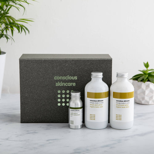 Luxurious Organic Body Set - Amyris and Vetiver - Pampering Gift