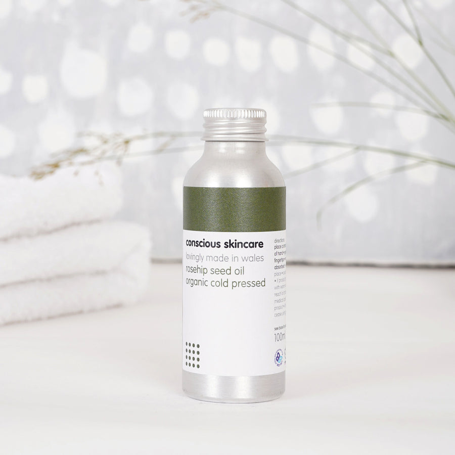 Organic Rosehip Seed Oil in 50 ml aluminium bottle - conscious skincare