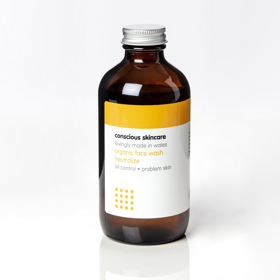 Neutralize face wash for oily skin in amber glass bottle – oily skin cleanser for shiny, problem-prone skin