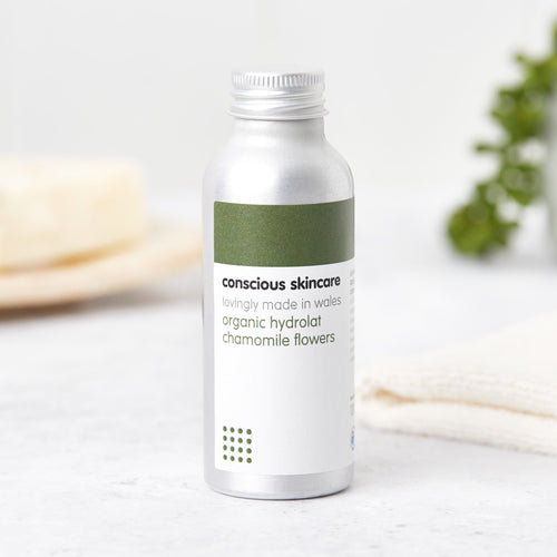 organic chamomile toner for dry skin in 100ml aluminium bottle with screw cap