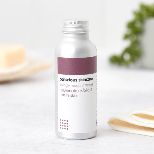 Rejuvenate Natural Face Scrub in aluminium bottle — natural face scrub for mature & sensitive skin